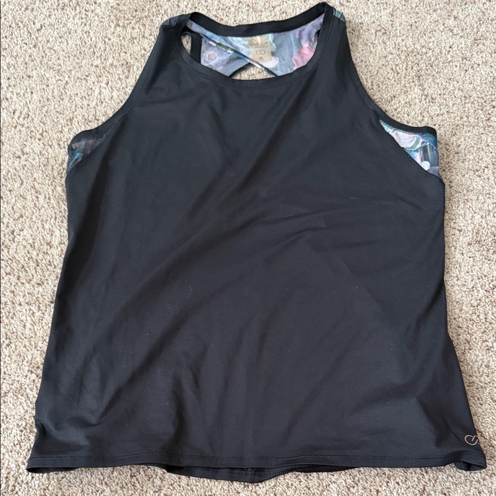 CALIA by Carrie Underwood Black Tank Top with Floral Accents